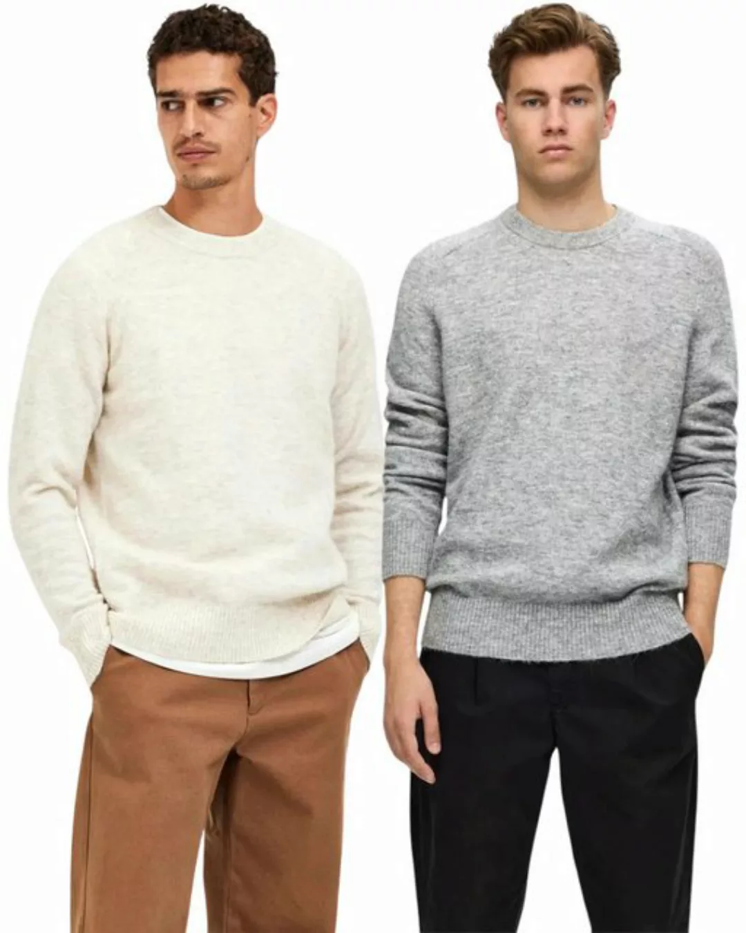 SELECTED HOMME Strickpullover Doppelpack Pullover mit Alpakawolle günstig online kaufen