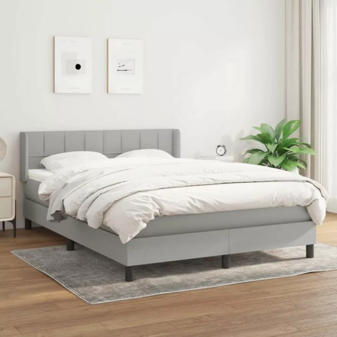 vidaXL Bettgestell Boxspringbett mit Matratze Hellgrau 140x200 cm Stoff Bet günstig online kaufen