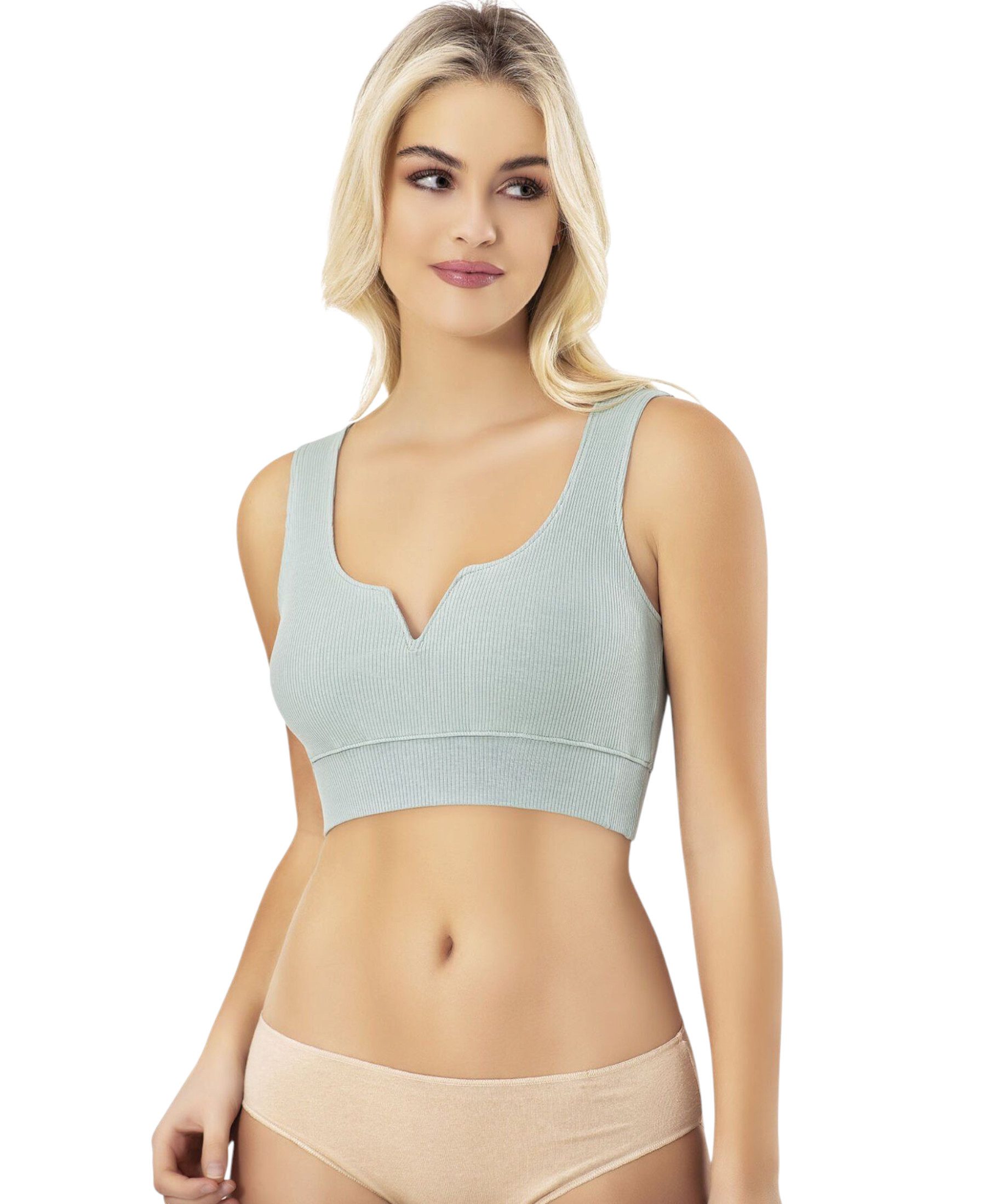 fashionshowcase Crop-Top mit V-Detail-Ausschnitt - geripptes günstig online kaufen