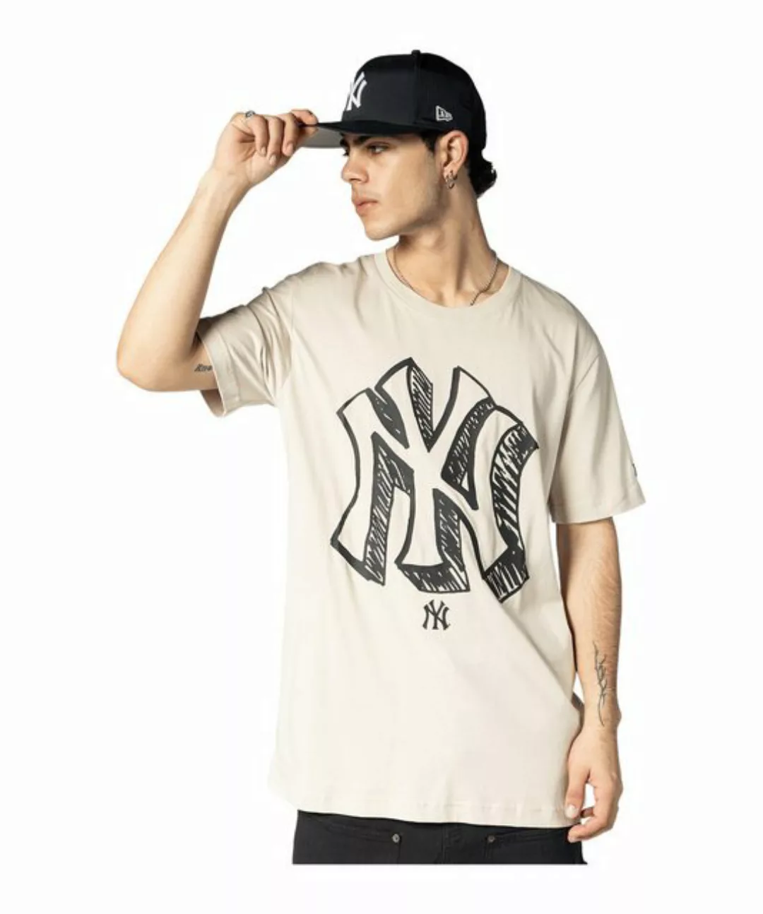 New Era T-Shirt New York Yankees T-Shirt Beige Baumwolle günstig online kaufen