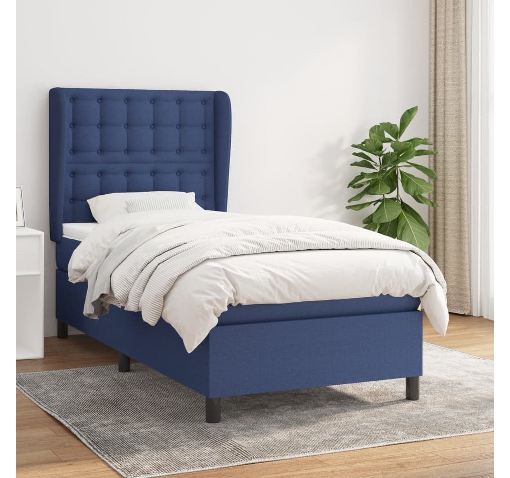 vidaXL Boxspringbett Boxspringbett mit Matratze Blau 90x200 cm Stoff Bett B günstig online kaufen