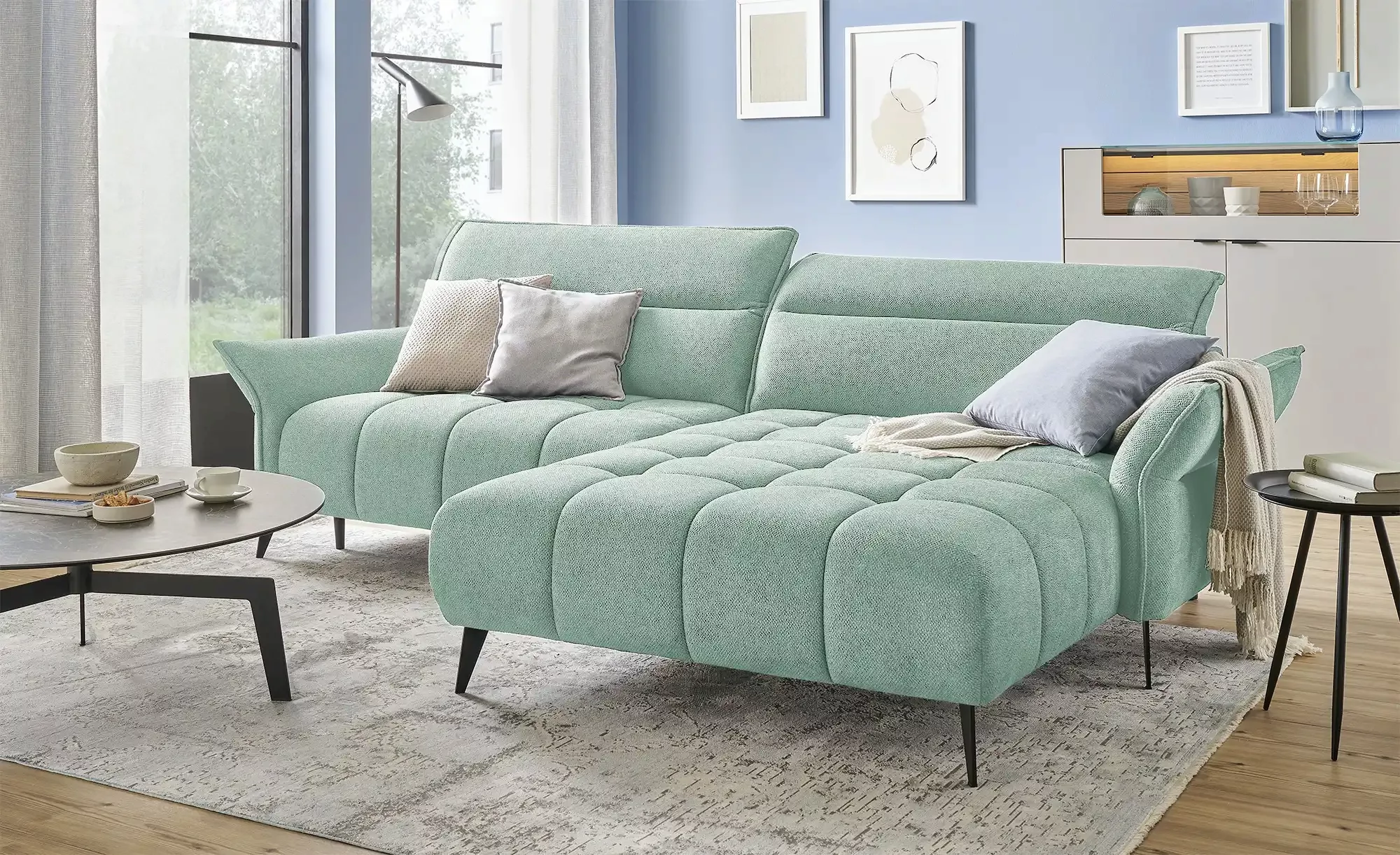 switch Ecksofa  Cavani ¦ türkis/petrol ¦ Maße (cm): B: 272 H: 95 T: 102 Pol günstig online kaufen