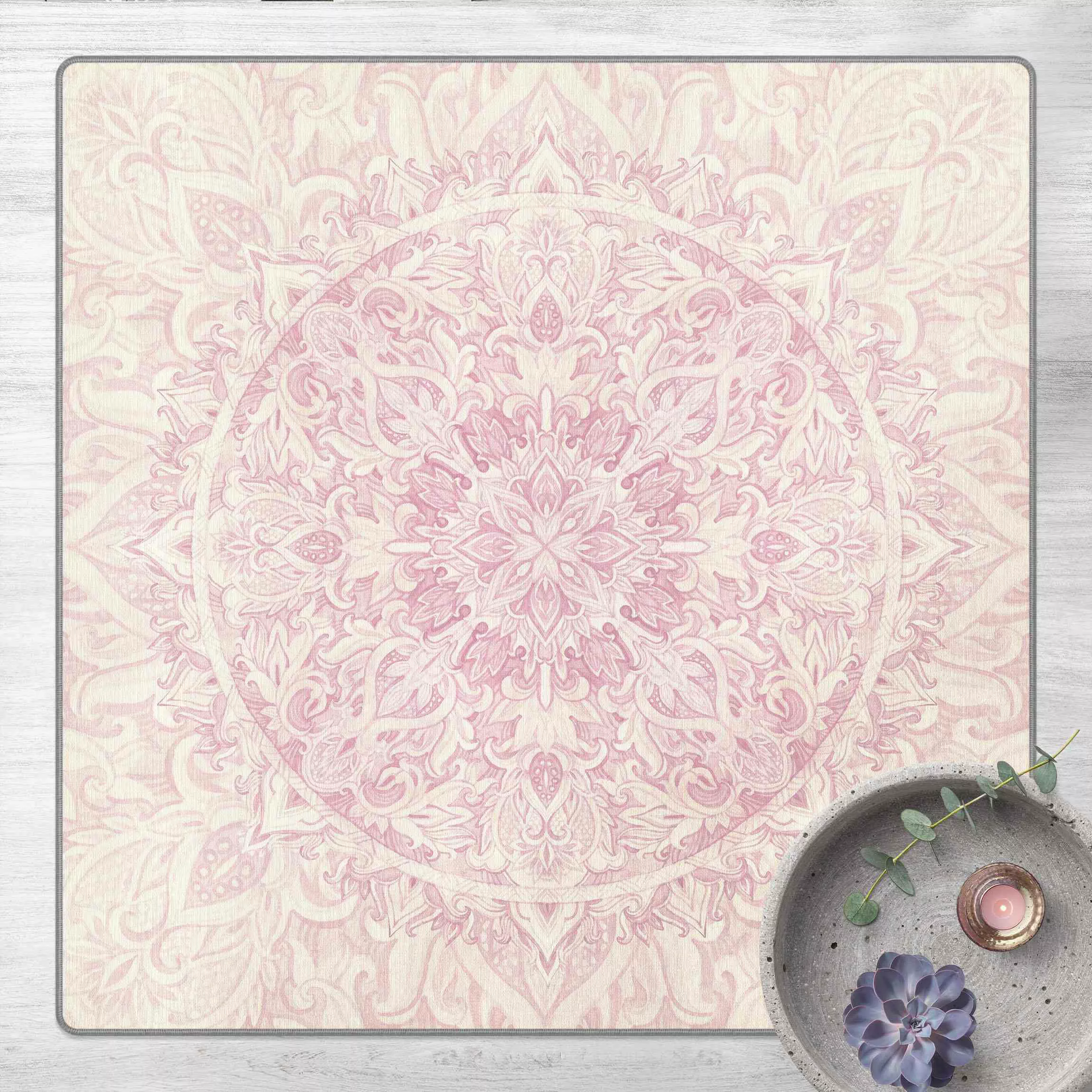 Teppich Mandala Aquarell Ornament rosa günstig online kaufen