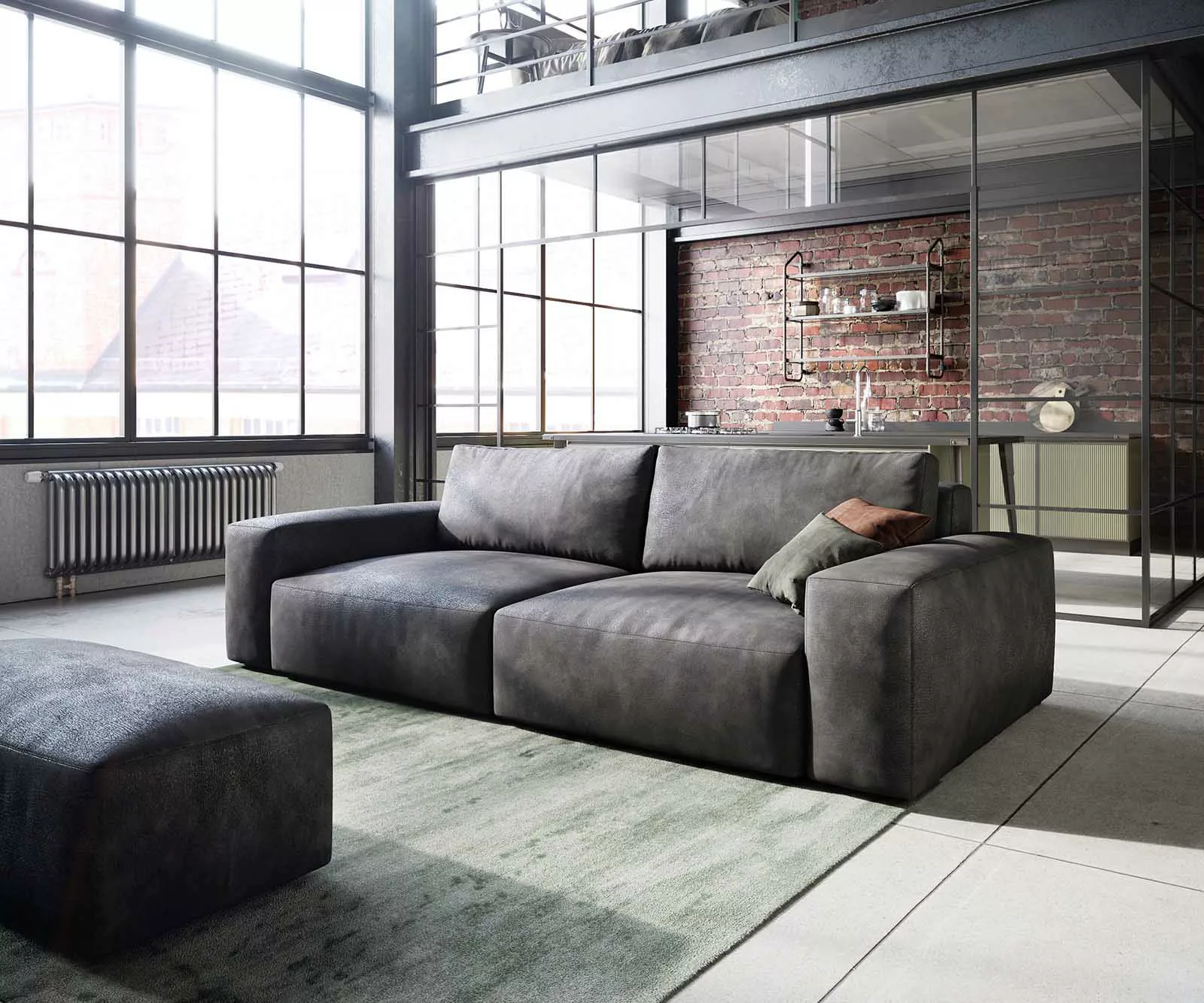 DELIFE Big-Sofa Lanzo, L Cord Beige 260x110 cm mit Hocker günstig online kaufen