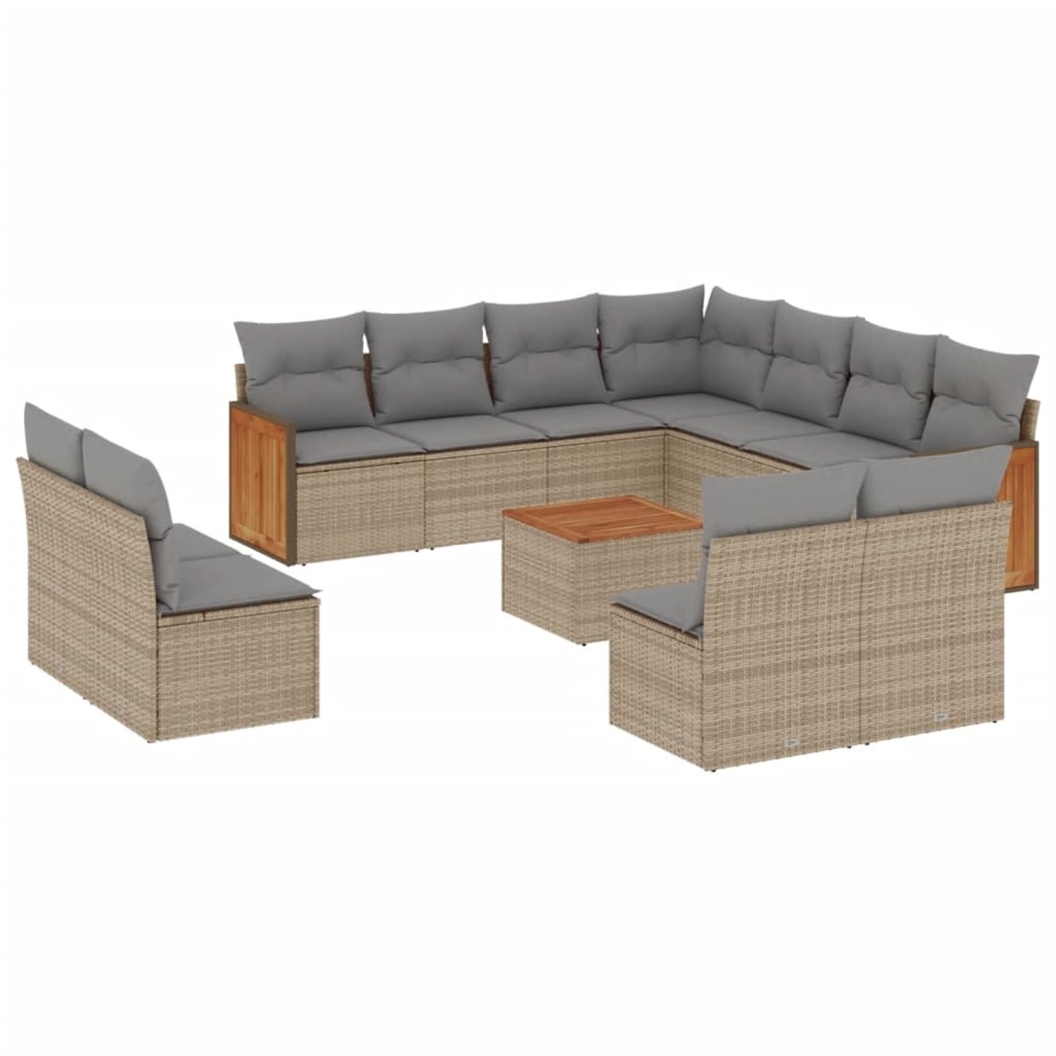 vidaXL 12-Tlg Garten-Sofagarnitur mit Kissen Beige Poly Rattan 3227774 günstig online kaufen