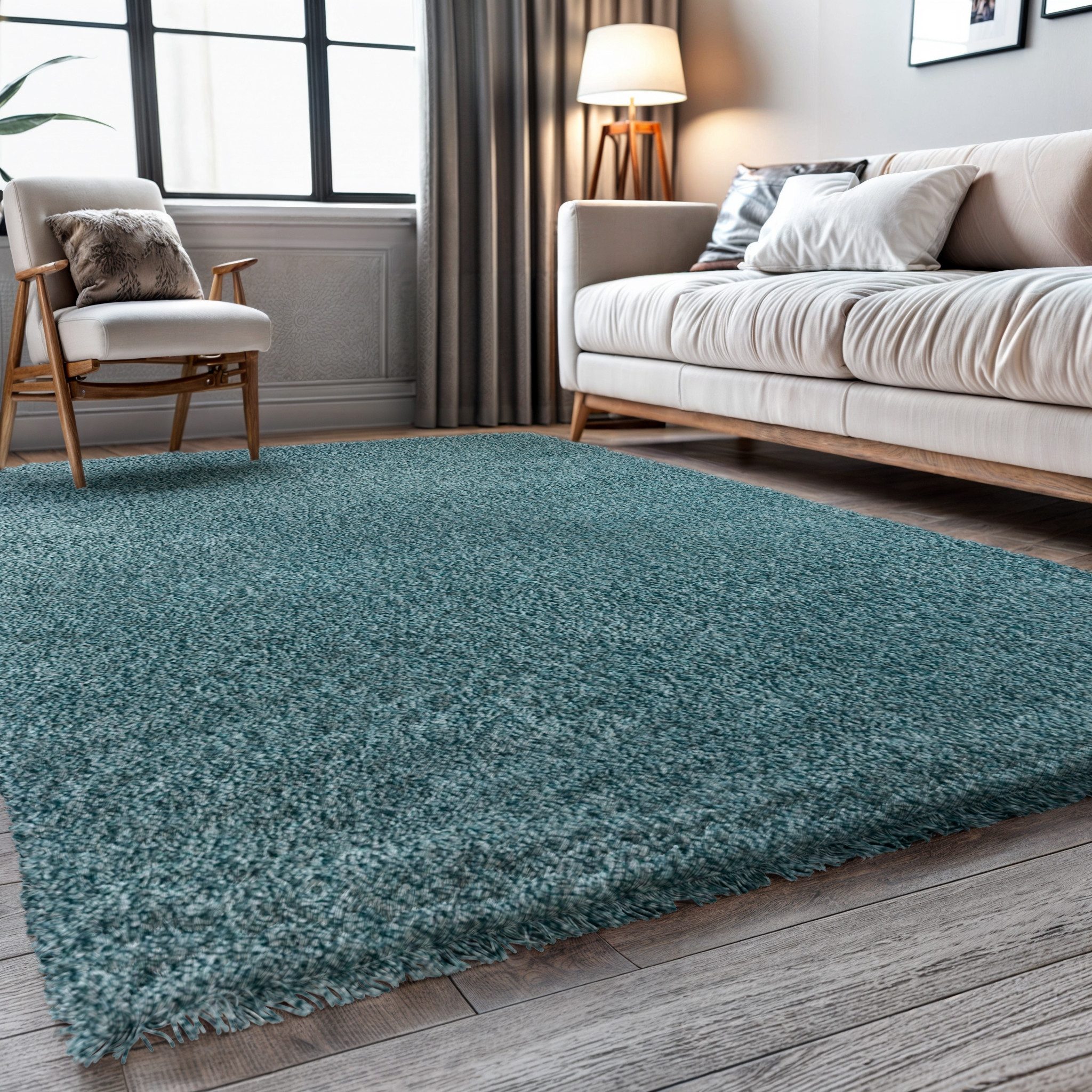 my home Hochflor-Teppich »Banji«, rechteckig, 37 mm Höhe, Uni Farben, weich günstig online kaufen