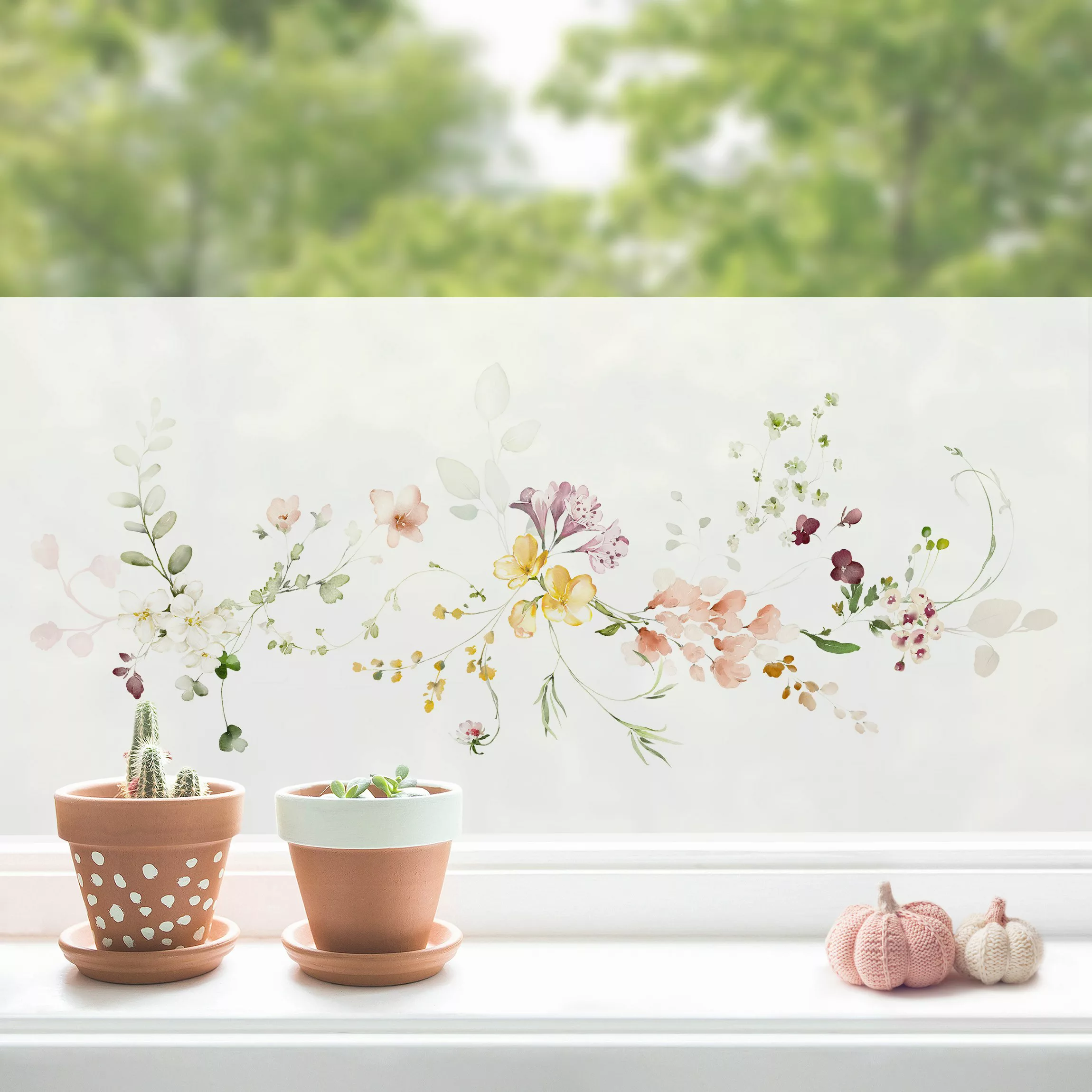 Fensterfolie Zarte Blüten Bordüre günstig online kaufen