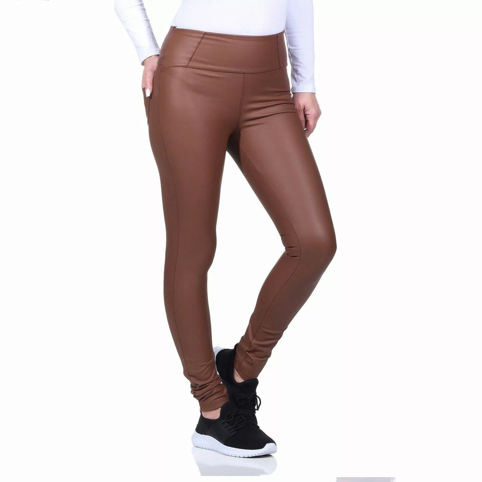 Aurela Damenmode Lederhose Warme Kunstlederleggings gefütterte günstig online kaufen
