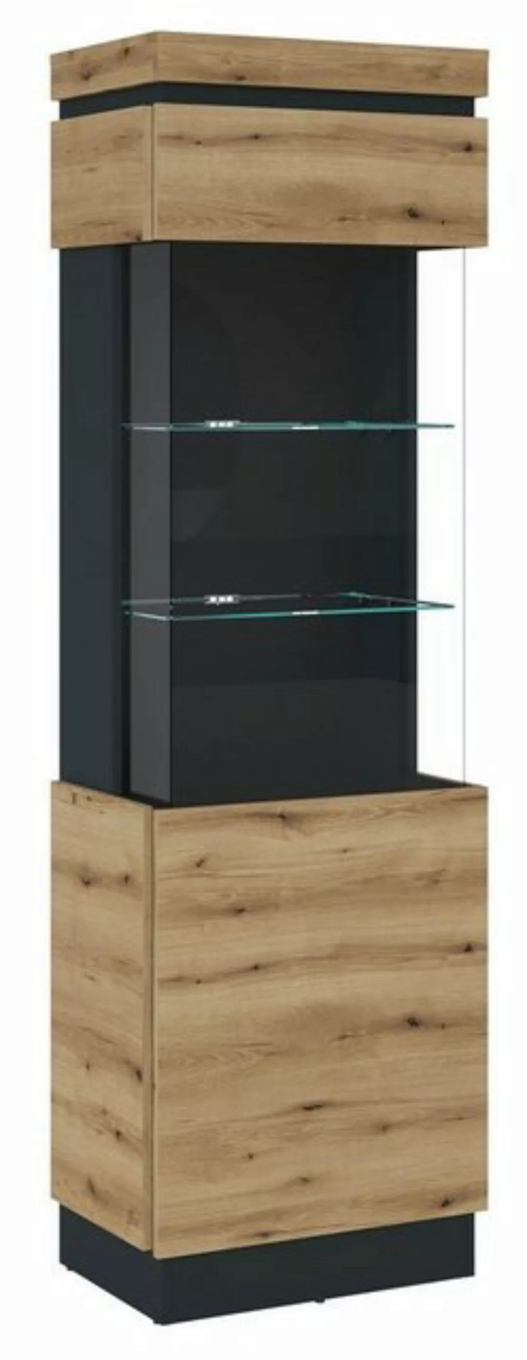 CORTE CORV02L Vitrine 1Tür Kosmos grau/Coast Evoke Eiche   von Wojcik günstig online kaufen