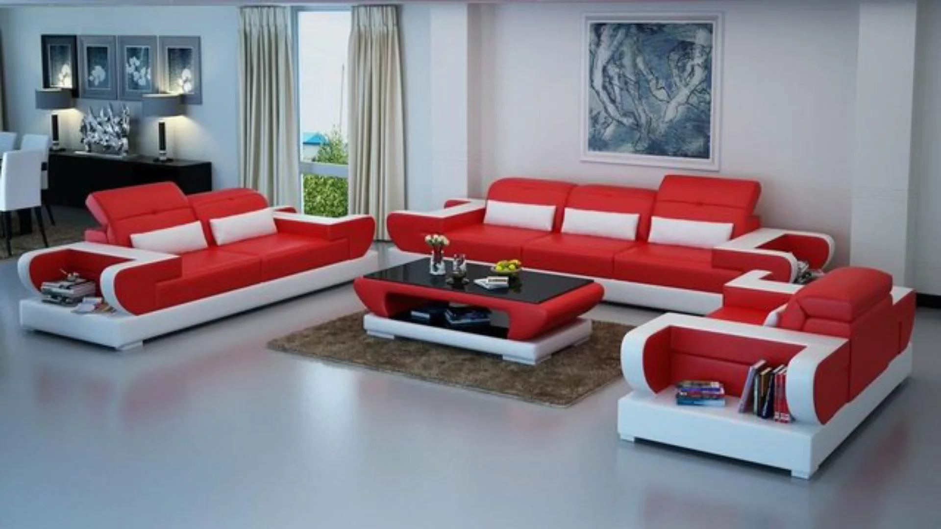 JVmoebel Sofa Luxus Rote Sofagarnitur 3+2 modernes Design Stilvoll Neu, Mad günstig online kaufen