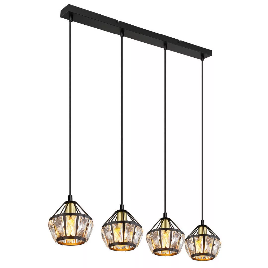 GLOBO Pendelleuchte schwarz Metall B/H/T: ca. 12,5x150x73 cm E14 4 Brennste günstig online kaufen