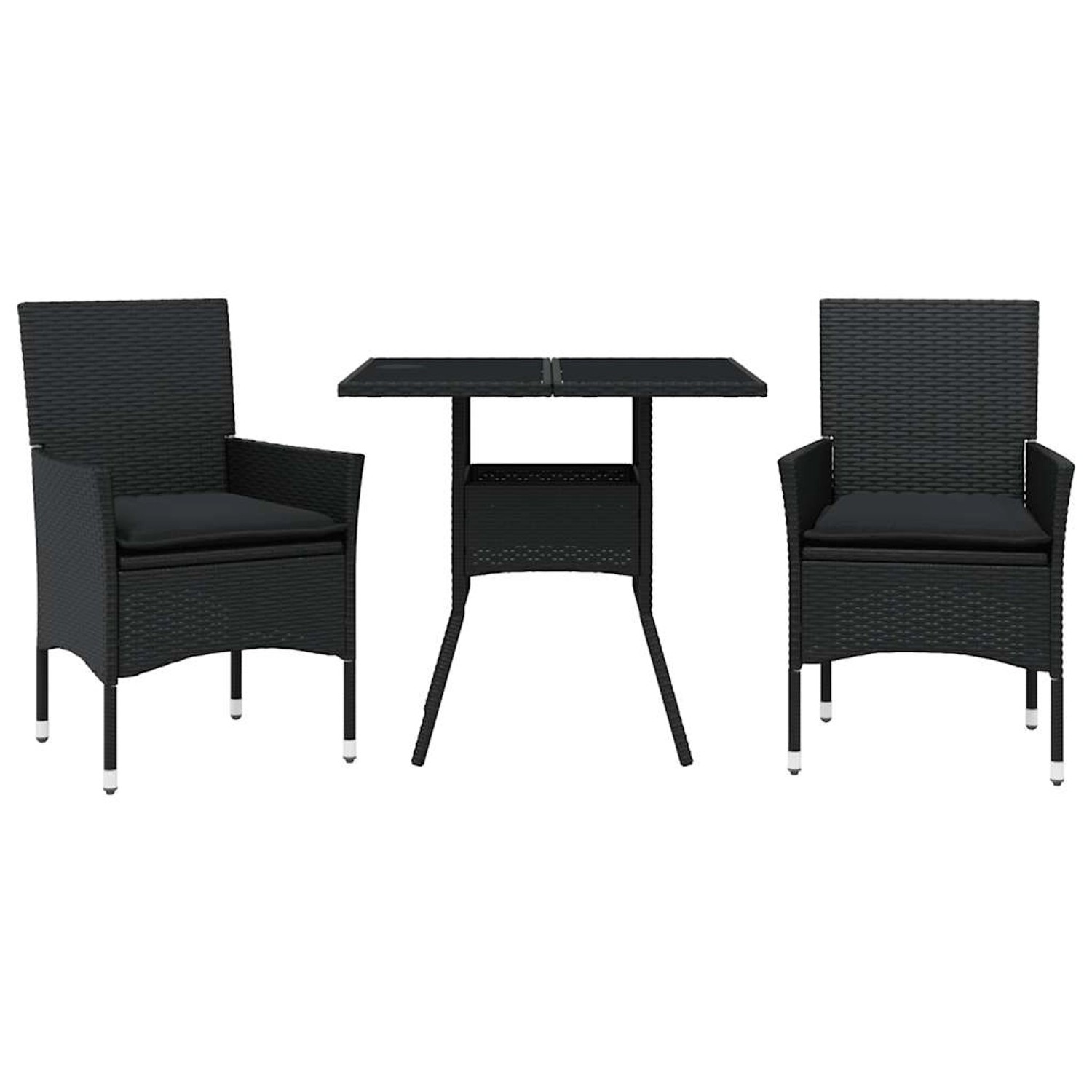 vidaXL 3-Tlg Garten-Essgruppe mit Kissen Schwarz Poly Rattan Glas 3278601 günstig online kaufen