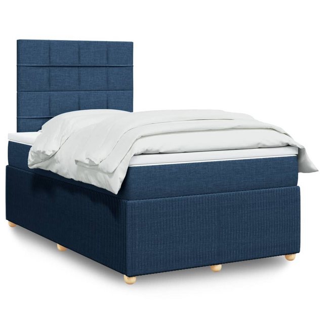 vidaXL Boxspringbett, Boxspringbett mit Matratze Blau 120x200 cm Stoff günstig online kaufen