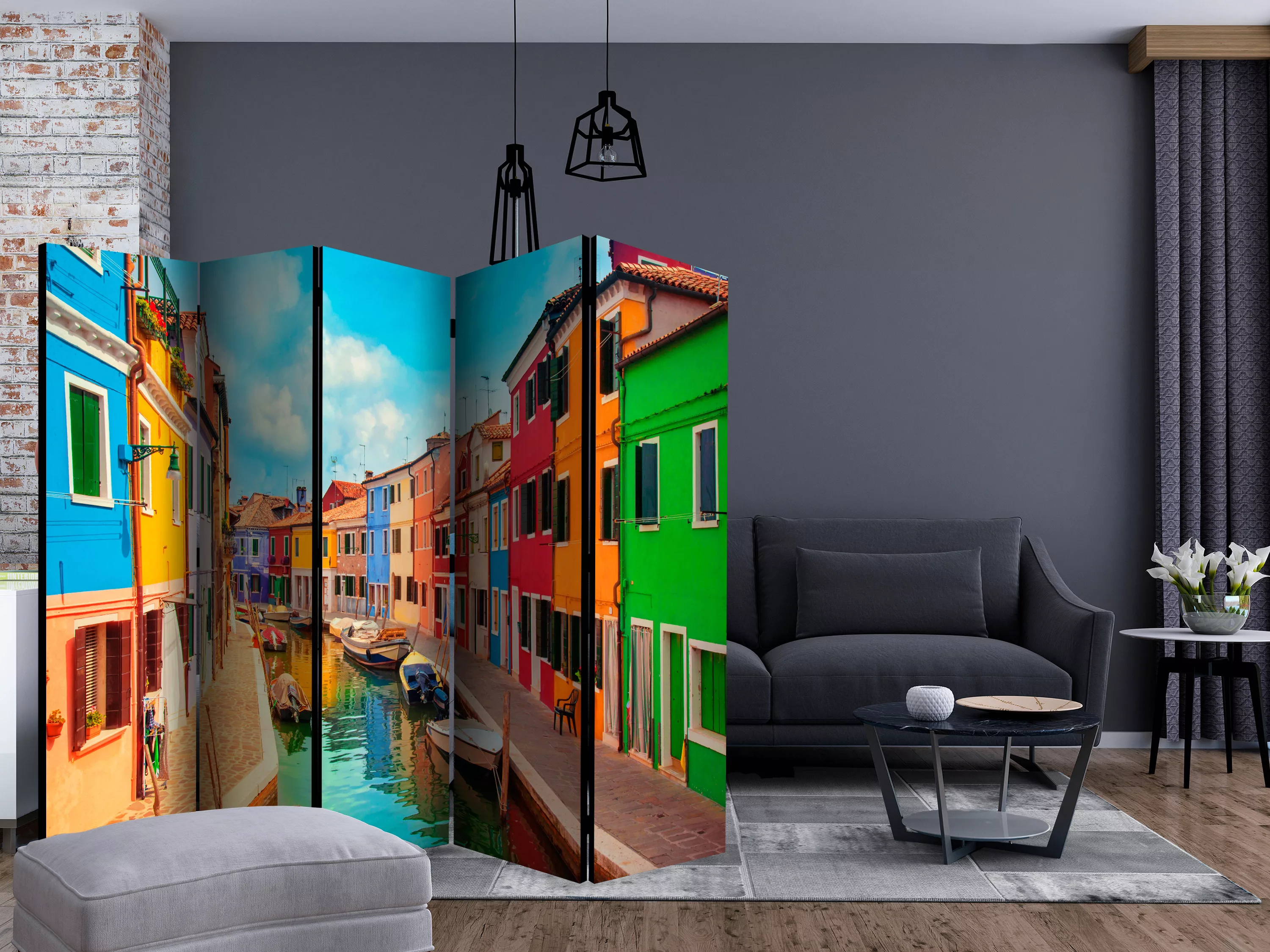 5-teiliges Paravent -  Colorful Canal In Burano Ii [room Dividers] günstig online kaufen