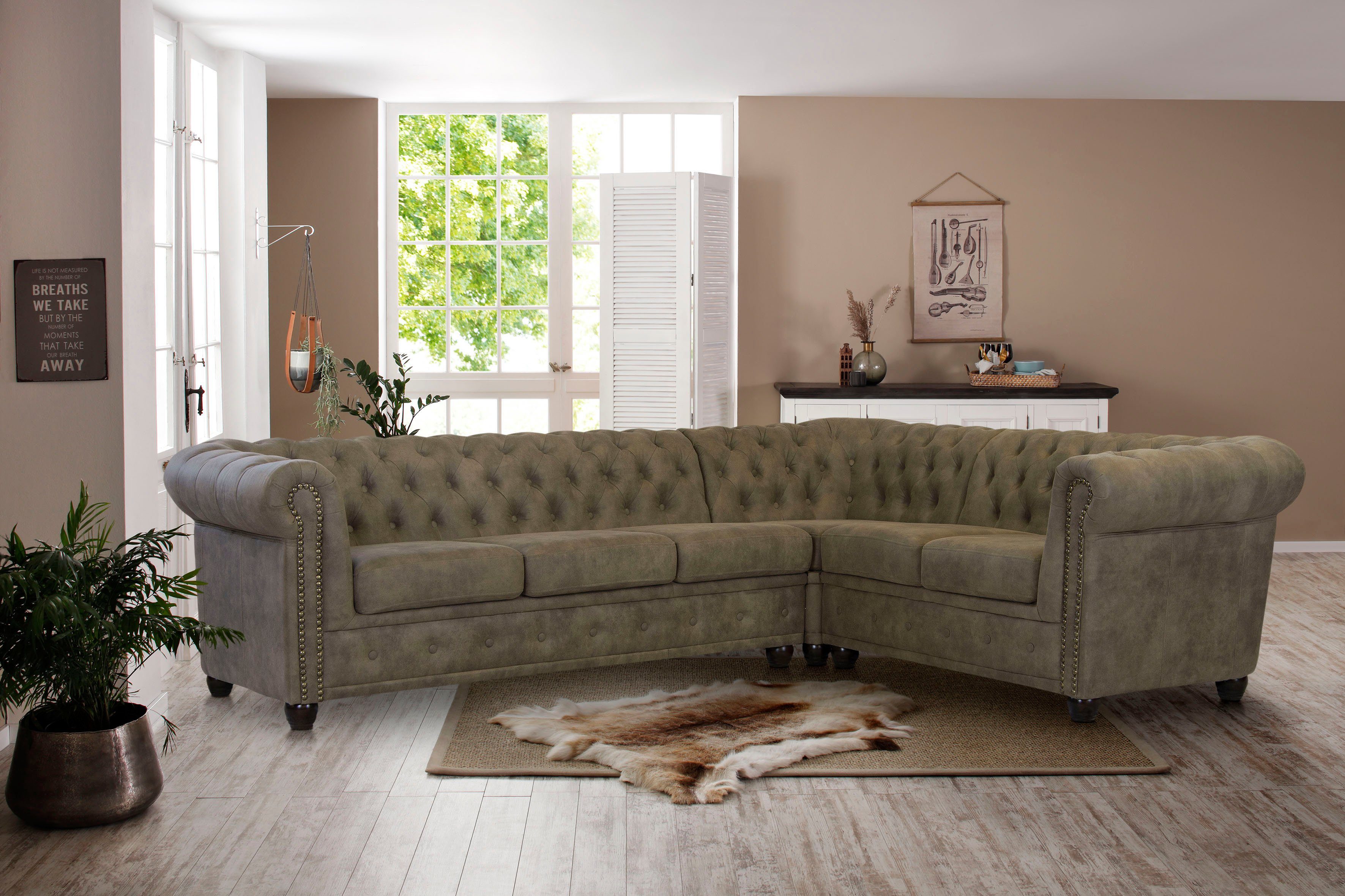 Home affaire Chesterfield-Sofa "Rysum L-Form", Chesterfield-Optik, langer S günstig online kaufen