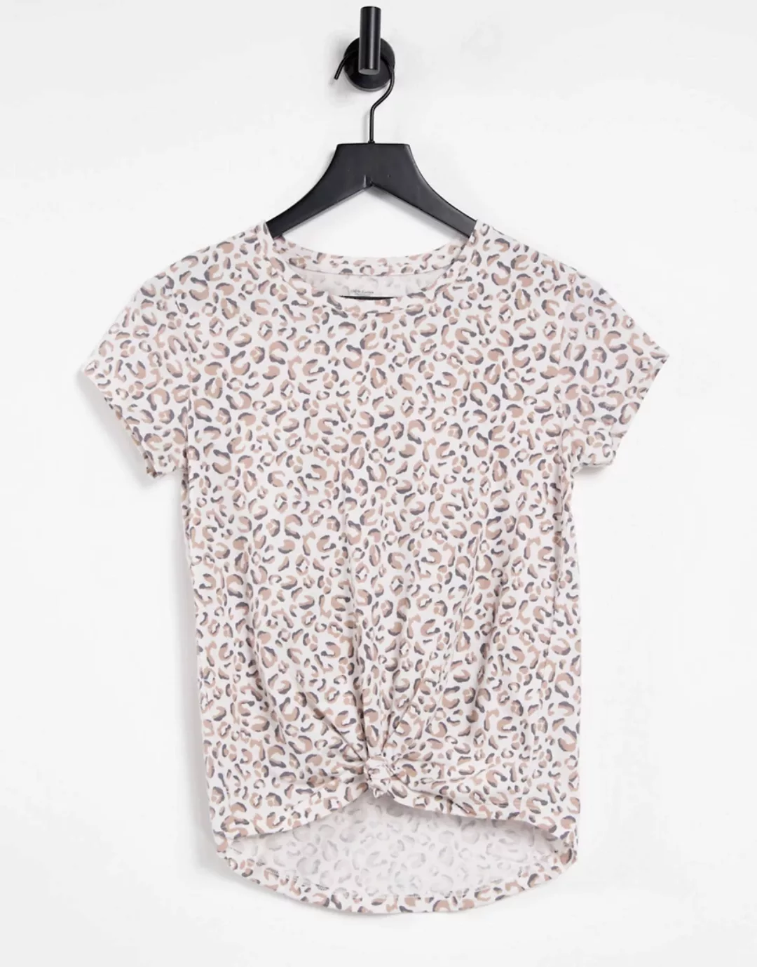 Abercrombie & Fitch – Hemd mit Schnürdetail vorn und Leopardenmuster-Weiß günstig online kaufen
