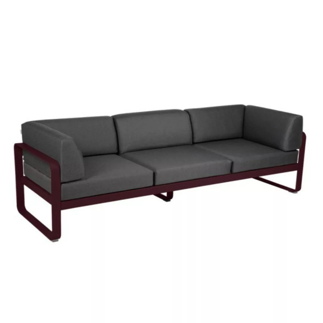 Bellevie 3-Sitzer Club Sofa Outdoor B9 Schwarzkirsche A3 Graphitgrau günstig online kaufen