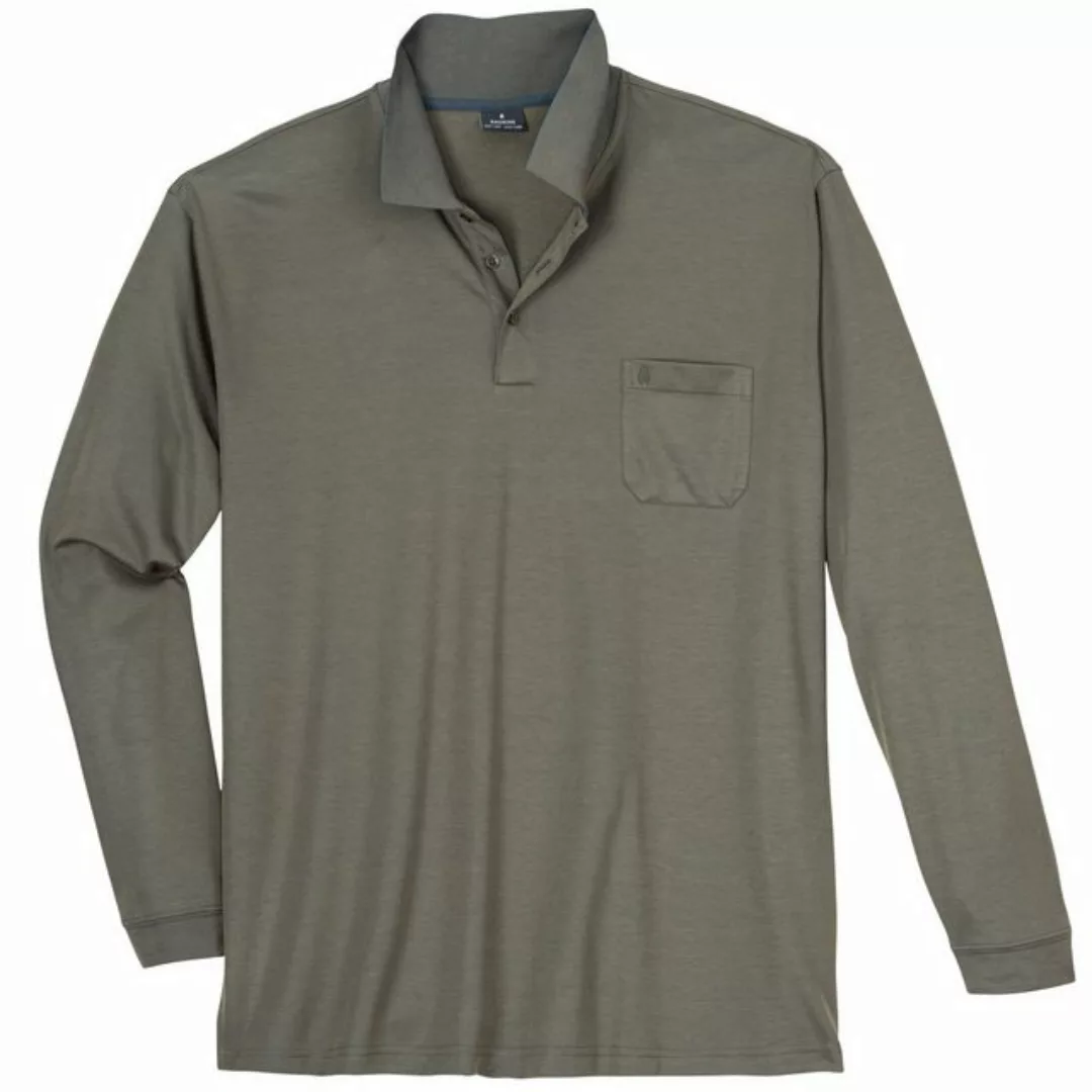 RAGMAN Poloshirt Große Größen Bicolor Langarm-Polo taupe-petrol Softknit Ra günstig online kaufen