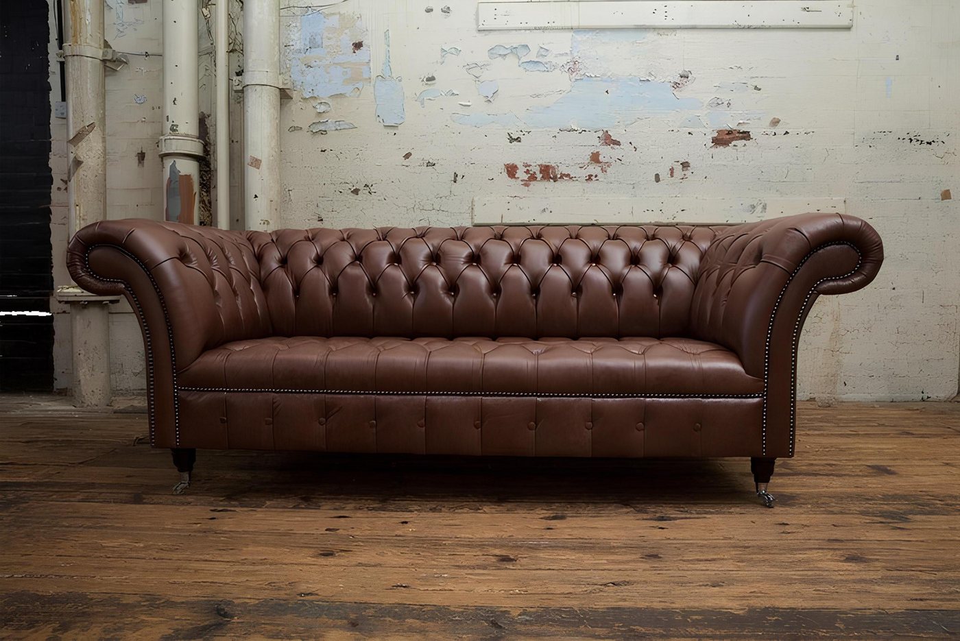 Xlmoebel Sofa Neue Chesterfield Dreisitzer Ledercouch im Antikstil-Garnitur günstig online kaufen