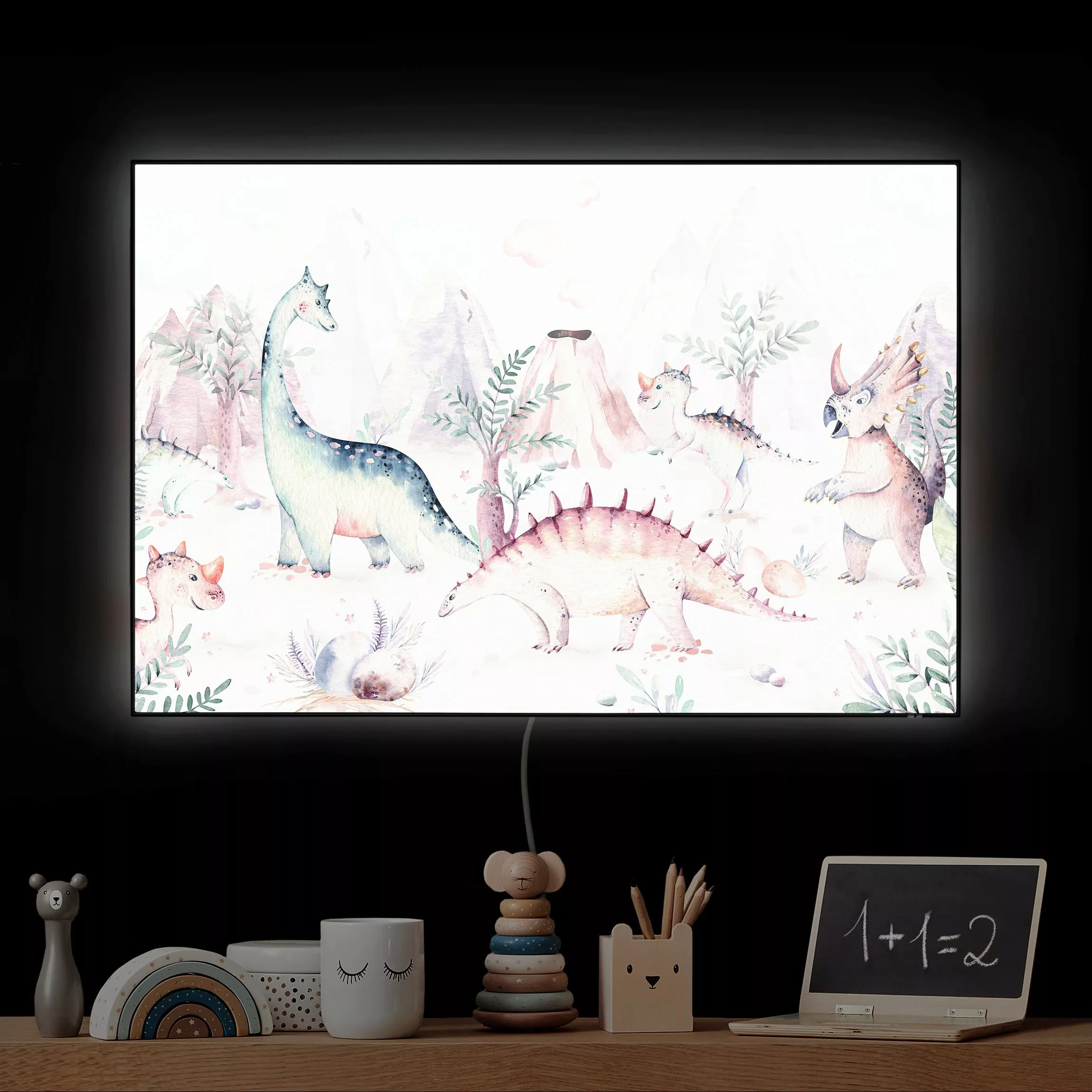 LED-Wechselbild Aquarell Dinowelt günstig online kaufen