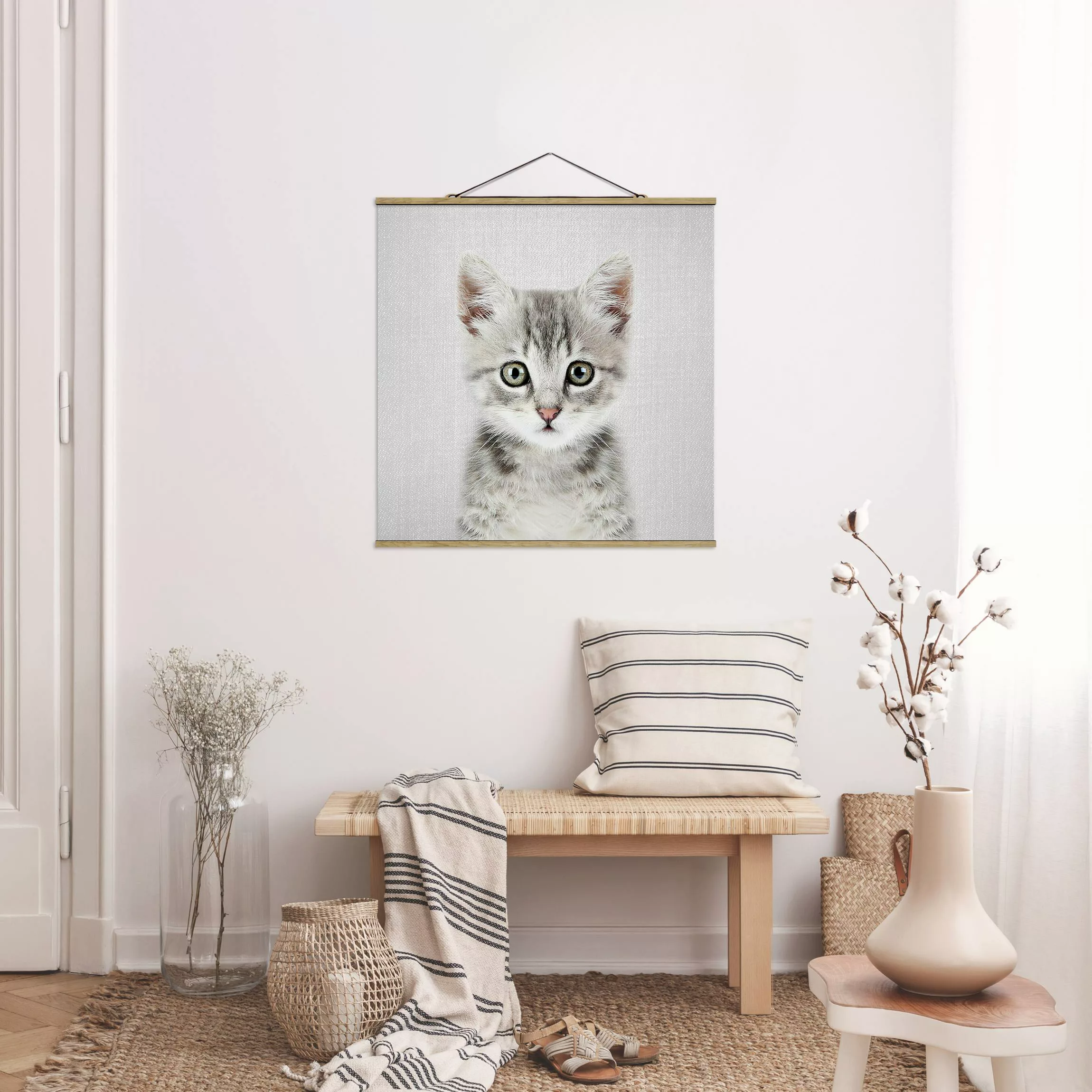 Stoffbild mit Posterleisten Baby Katze Killi günstig online kaufen