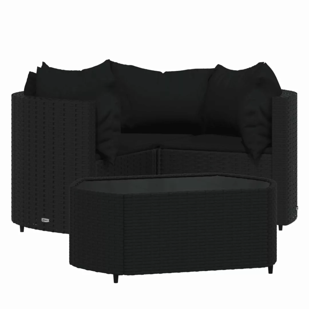 Vidaxl 4-tlg. Garten-lounge-set Mit Kissen Schwarz Poly Rattan günstig online kaufen