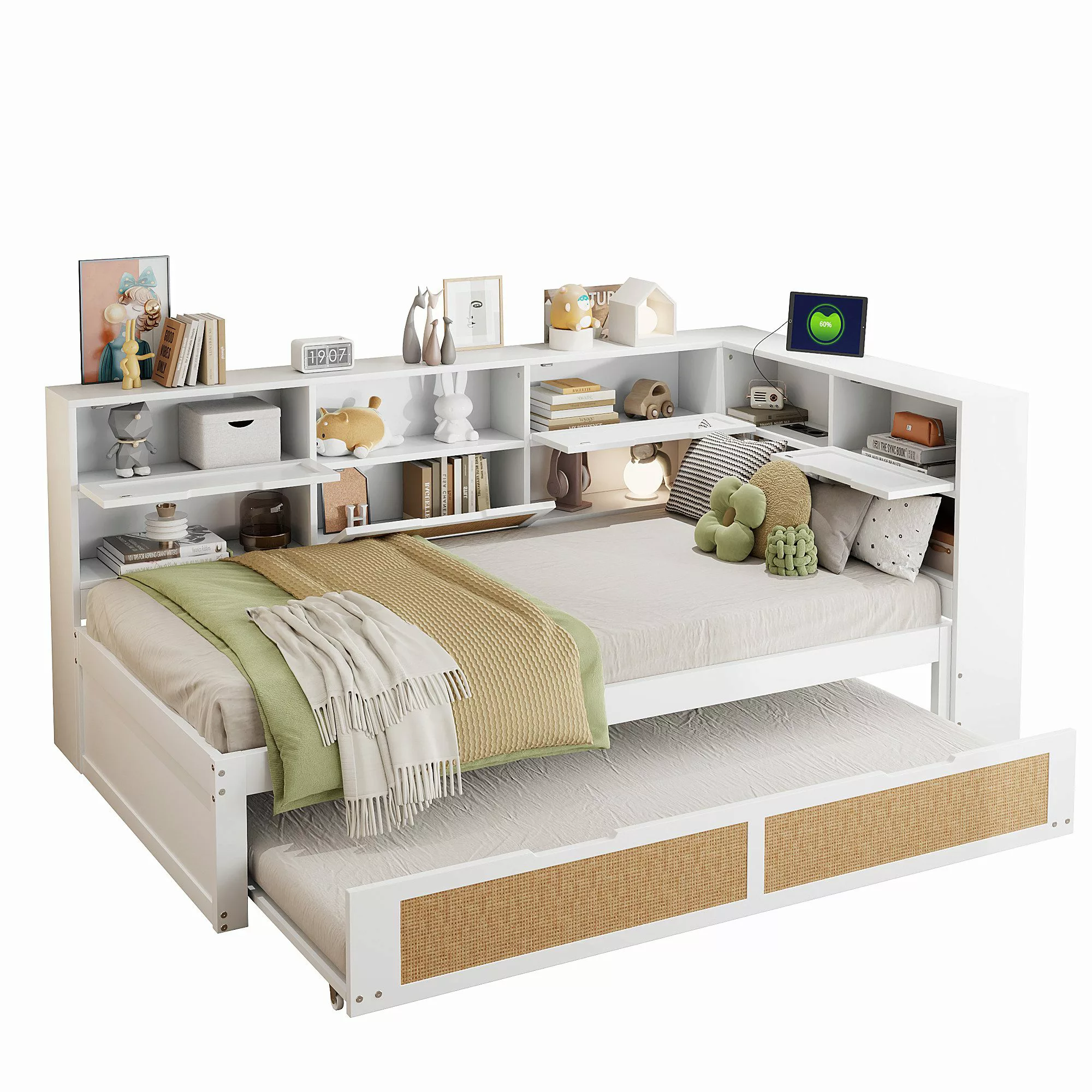 OKWISH Stauraumbett Holzbett Einzelbett Kinderbett mit günstig online kaufen