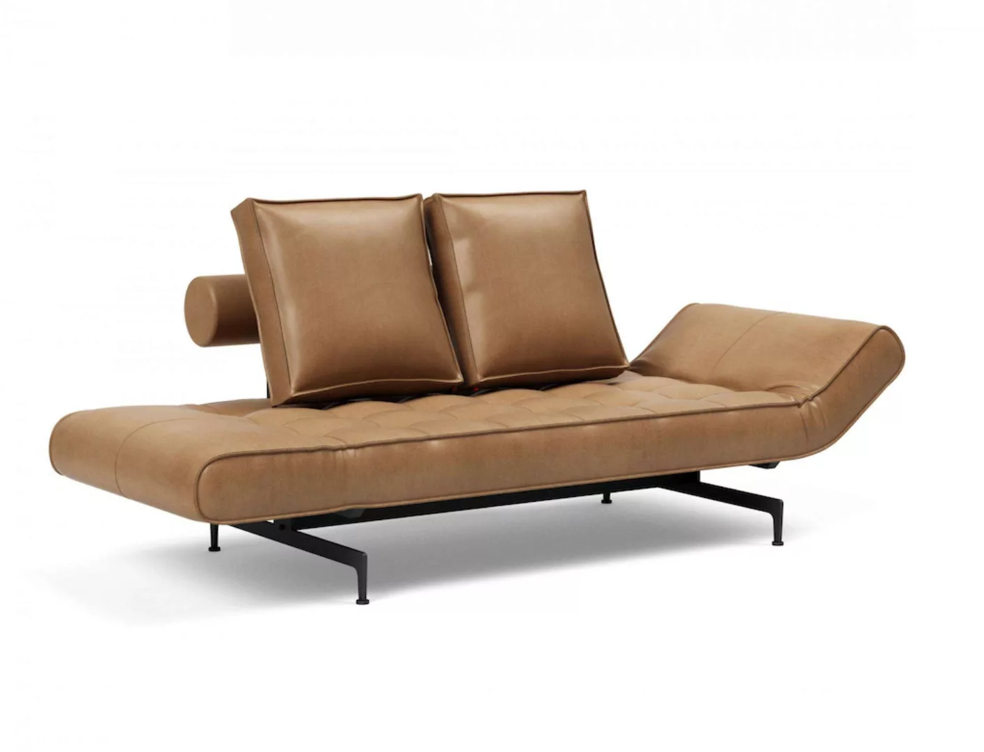 Innovation - Ghia Laser Schlafsofa Stoff mit Leder 210x93cm - braun/Stoff/L günstig online kaufen