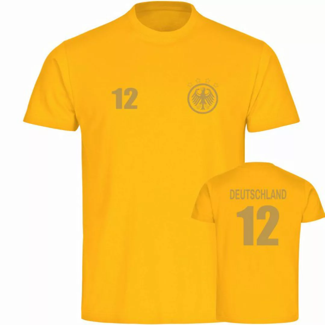 multifanshop T-Shirt Herren Deutschland - Adler Retro Trikot 12 Gold - Männ günstig online kaufen