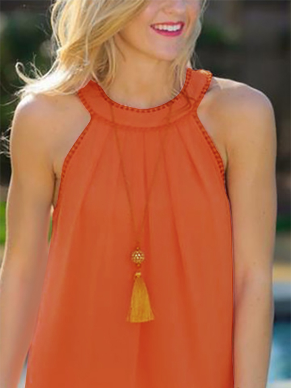 Orange Hollow Out Back Spitze Detail Tank Top günstig online kaufen