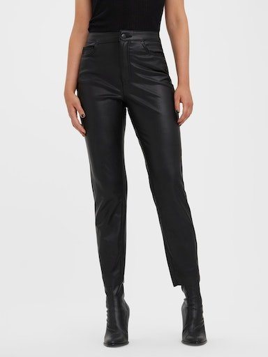 Vero Moda Lederimitathose VMBRENDA HR STRAIGHT PL ANK PANT NOOS günstig online kaufen