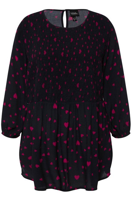 Ulla Popken Longbluse Smokbluse Herzmuster A-Linie Rundhals 3/4-Arm günstig online kaufen