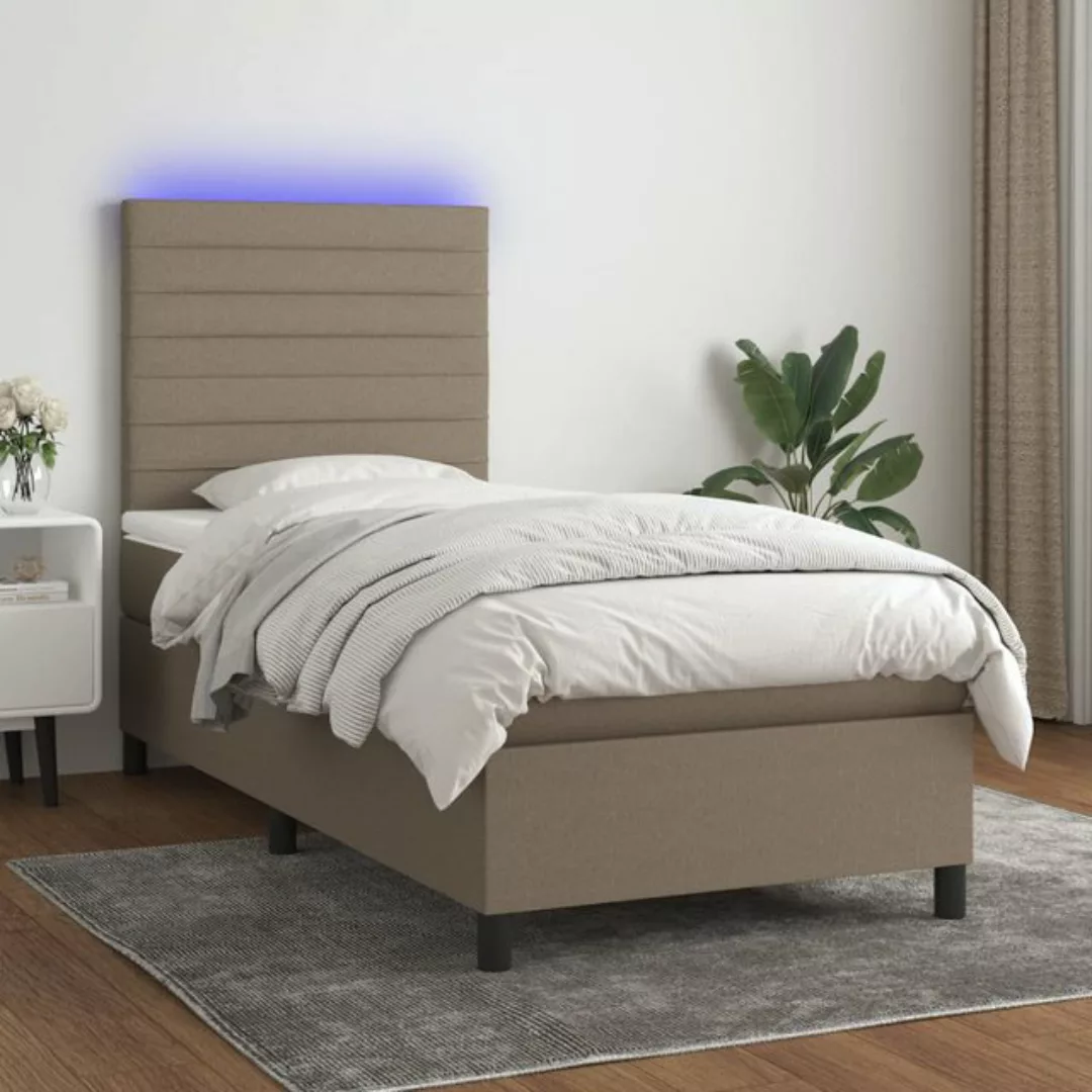 vidaXL Bett Boxspringbett mit Matratze & LED Taupe 90x190 cm Stoff günstig online kaufen