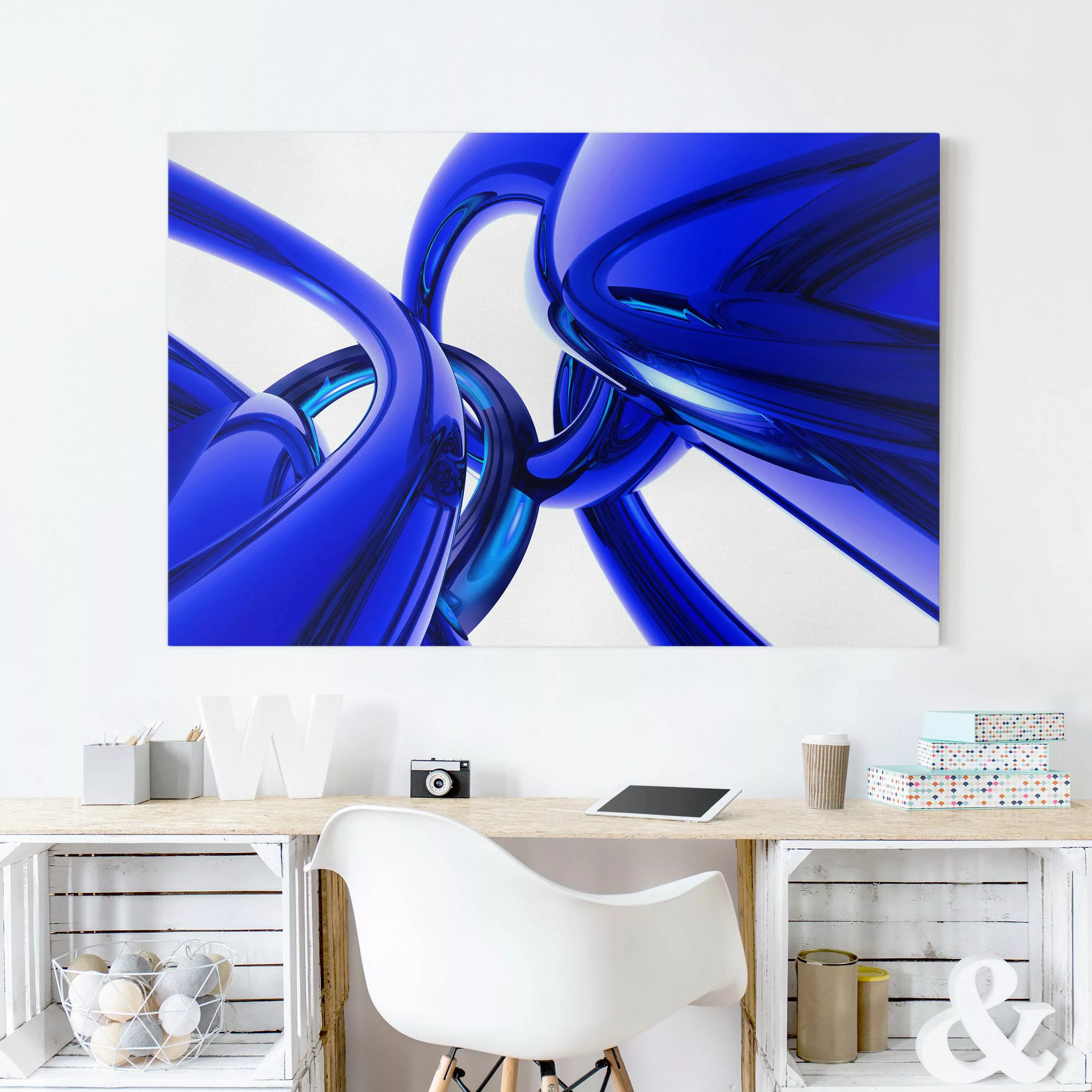 Leinwandbild Abstrakt - Querformat Stunning Blue Style günstig online kaufen