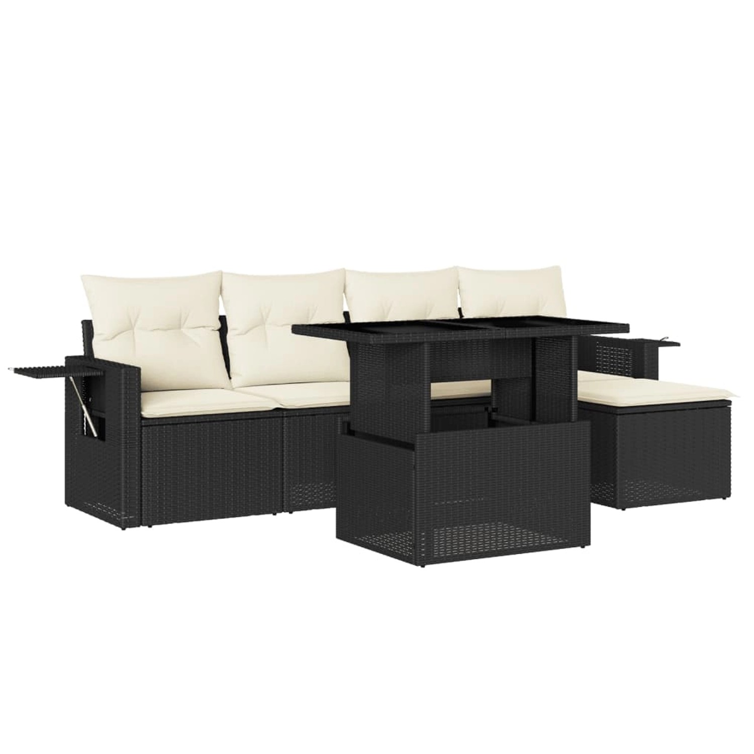 vidaXL 6-Tlg Garten-Sofagarnitur mit Kissen Schwarz Poly Rattan 3267866 günstig online kaufen