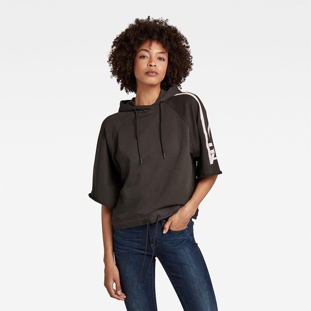 G-star Stripe Raw Print Cropped Kapuzenpullover S Raven günstig online kaufen