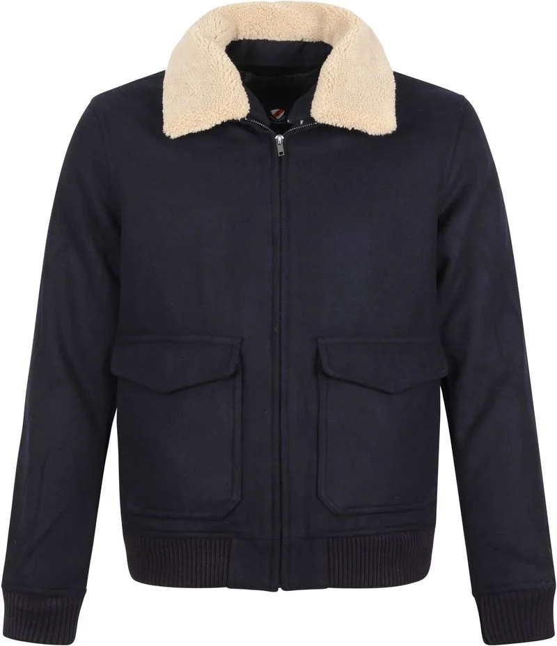 Suitable Pilotenjacke Melton Wolle Navy-Blau - Größe L günstig online kaufen