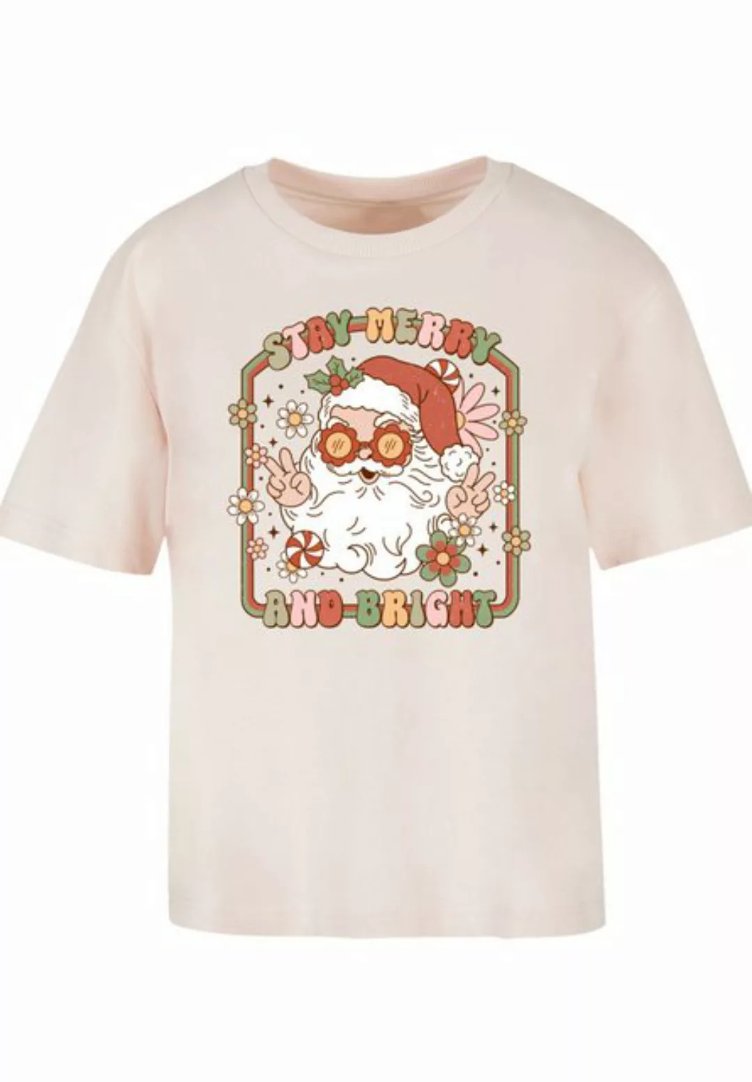 F4NT4STIC T-Shirt Stay Merry And Bright Hippie Santa Premium Qualität, Weih günstig online kaufen