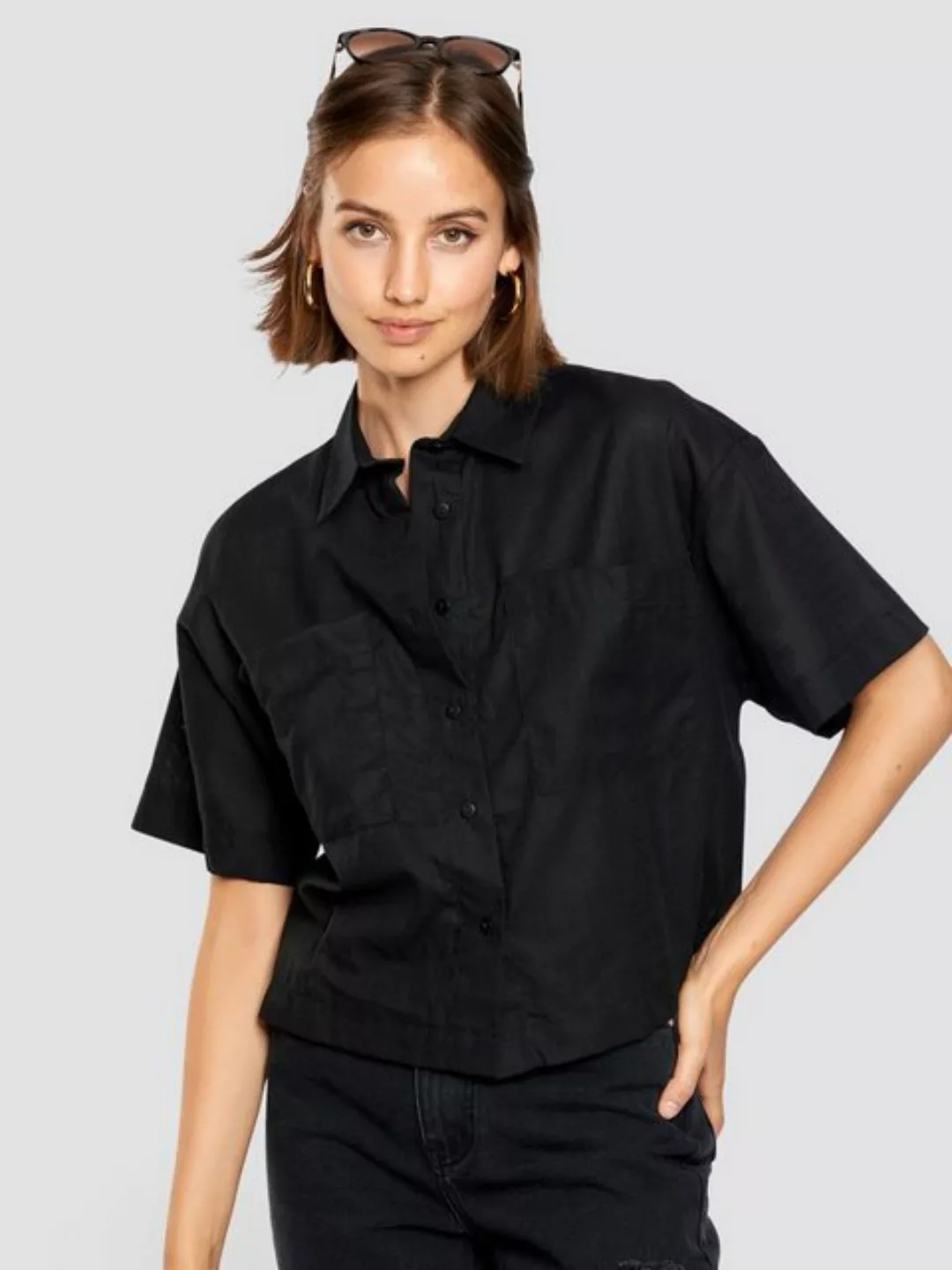 Freshlions Leinenhemd Leinen Hemd 'VALENTINA' schwarz M Sonstige günstig online kaufen
