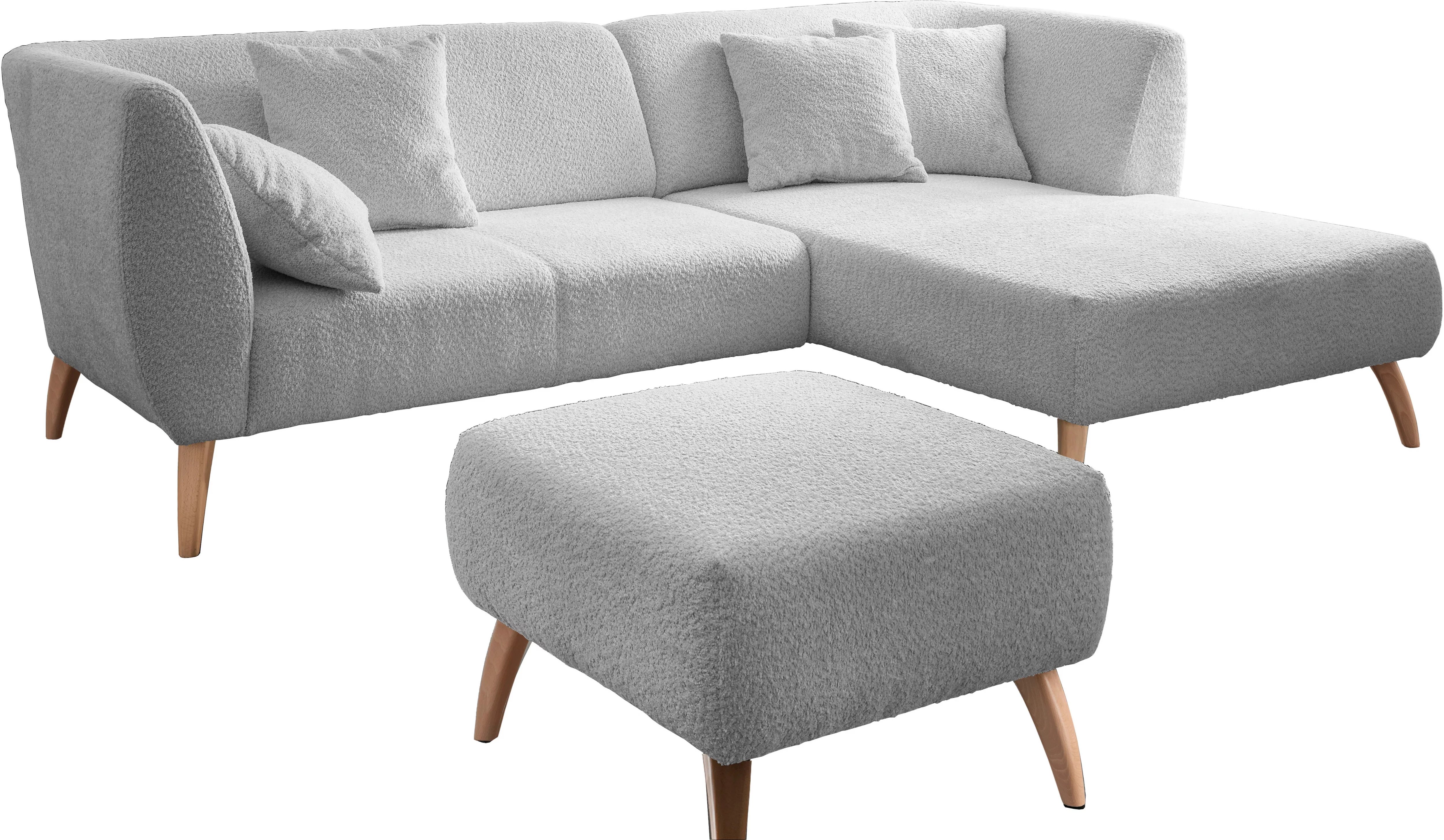 INOSIGN Ecksofa "Colori L-Form", Holzfußfarbe wählbar, inkl. 4x Zierkissen, günstig online kaufen