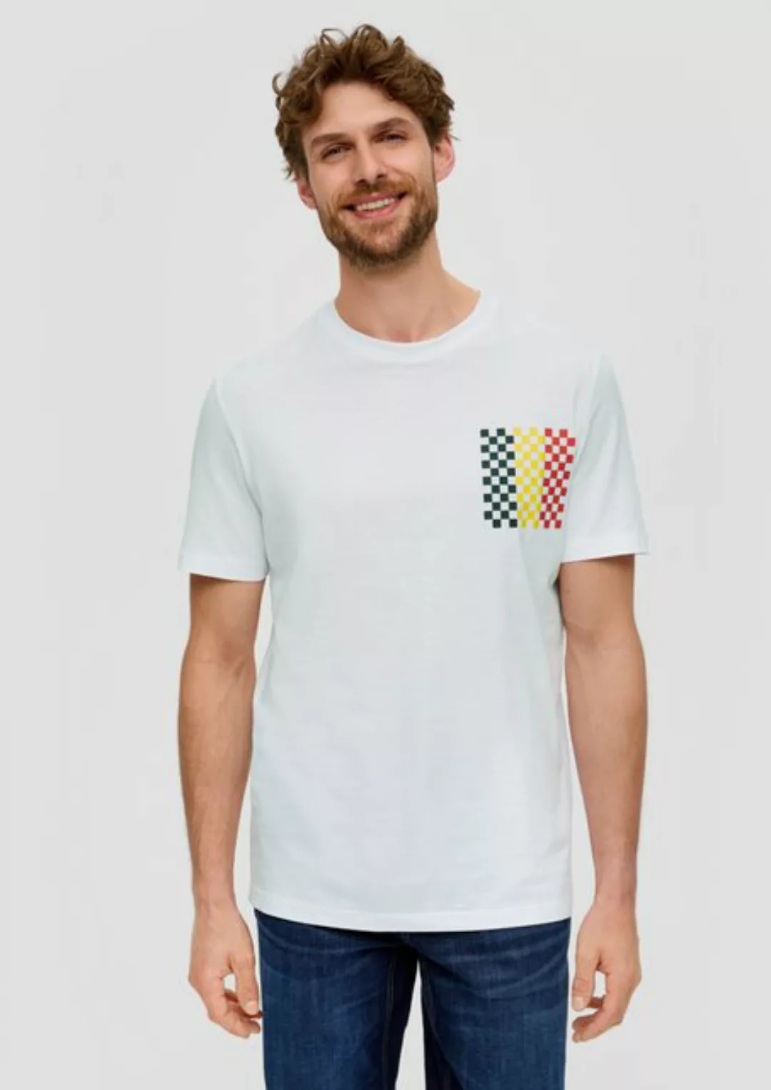 s.Oliver Kurzarmshirt Unisex Baumwoll-T-Shirt mit EM-Print Artwork günstig online kaufen