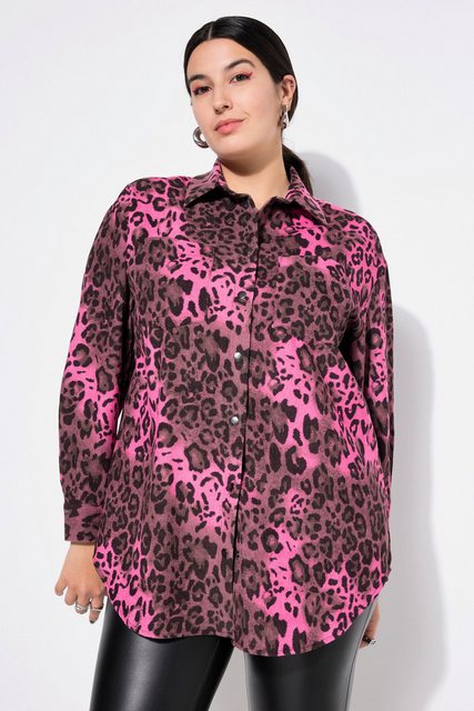 Studio Untold Hemdbluse Cord-Hemd Oversize Shape Leoprint günstig online kaufen