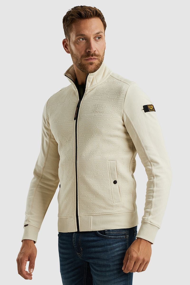 PME Legend Strickjacke Jacquard Interlock Ecru - Größe 3XL günstig online kaufen