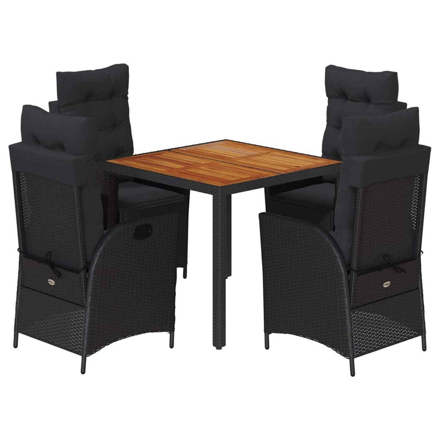 vidaXL 5-Tlg Garten-Essgruppe mit Kissen Schwarz Poly Rattan 3213339 günstig online kaufen