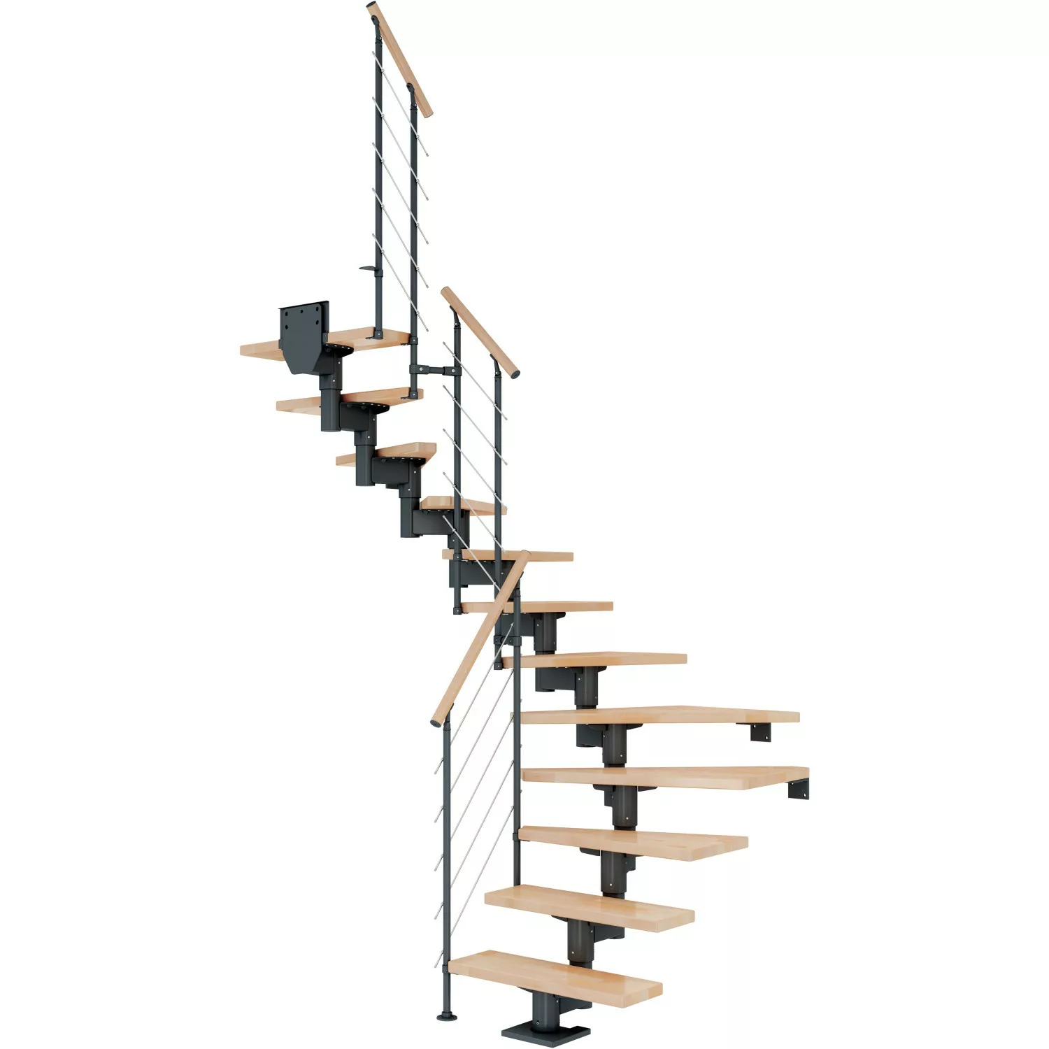 Dolle Mittelholmtreppe Cork Buche Anthrazit GH b. 337cm 1/2 Gewendelt 75cm günstig online kaufen