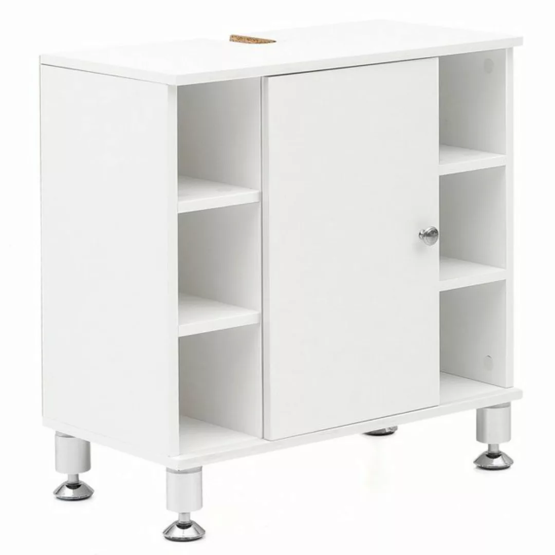 Waschbeckenunterschrank 60 x 64 x 32 cm Weiß Badschrank mit Tür | Holz Unte günstig online kaufen