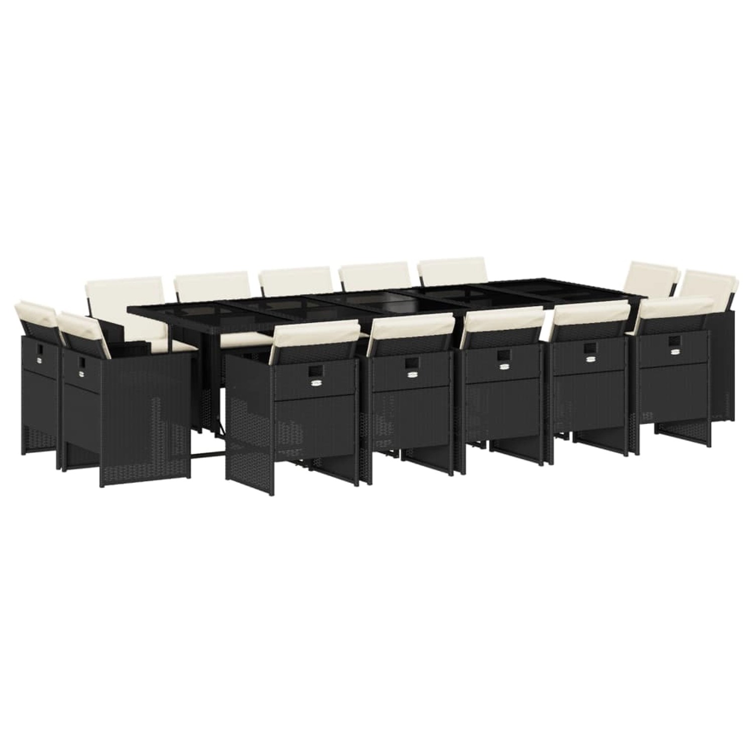 vidaXL 15-Tlg Garten-Essgruppe mit Kissen Schwarz Poly Rattan 3277817 günstig online kaufen