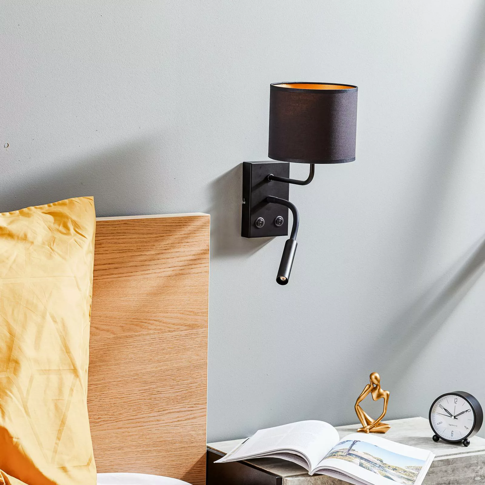 Wandlampe Soho zylindrisch Leselicht schwarz/gold günstig online kaufen