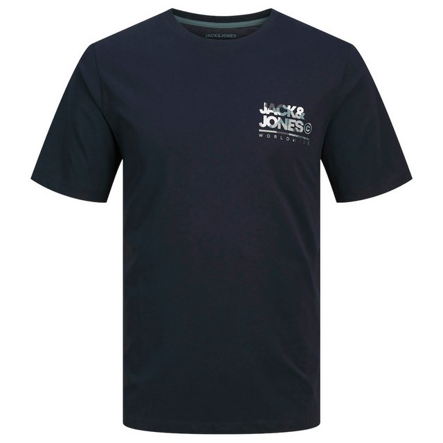 Jack & Jones Rundhalsshirt Große Größen Herren Shirt navy Brustprint JJLUKE günstig online kaufen