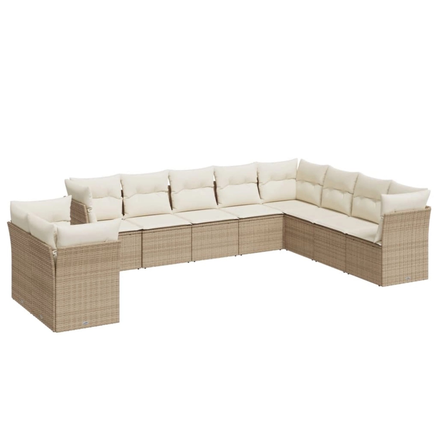 vidaXL 10-tlg Garten-Sofagarnitur mit Kissen Beige Poly Rattan Modell 82 günstig online kaufen